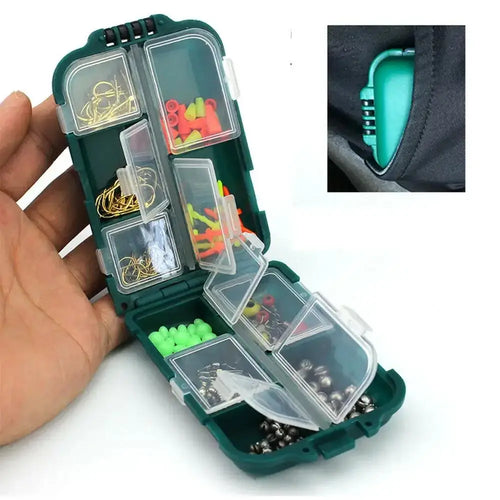 Double-Sided Fishing Tackle Box — 10 Compartment Grid