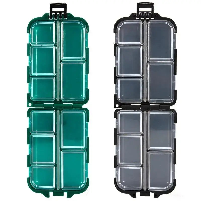 Double-Sided Fishing Tackle Box — 10 Compartment Grid