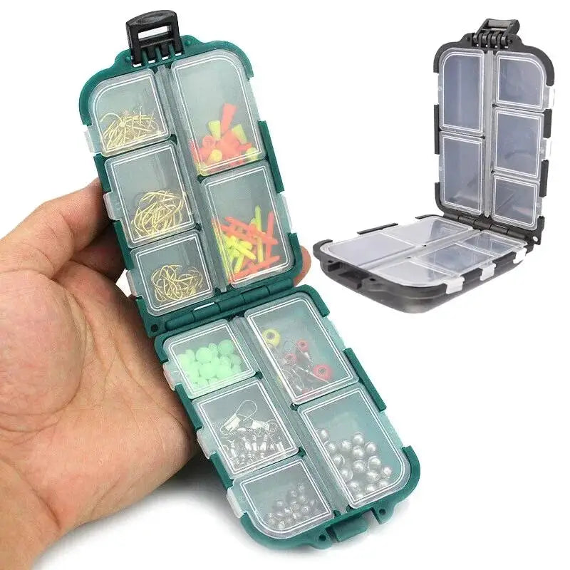 Double-Sided Fishing Tackle Box — 10 Compartment Grid